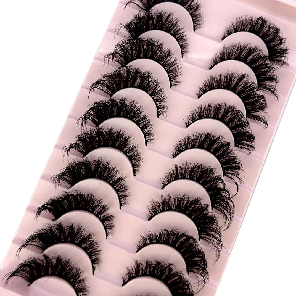 NEW 10Pairs False Eyelashes 6D Super Fluffy Wispy Faux Mink Eyelashes Cat Eye Dramatic Lashes Eyelash Extension Makeup