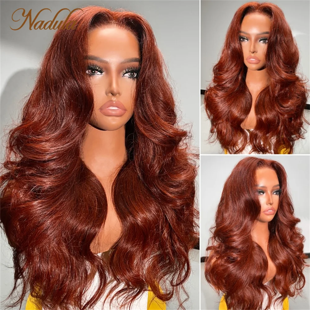 Nadula Hair 6X4.5 Pre Cut Lace Closure Wig Glueless Wig With Breathable Cap 150% Density Reddish Brown Caramel Red Body Wave