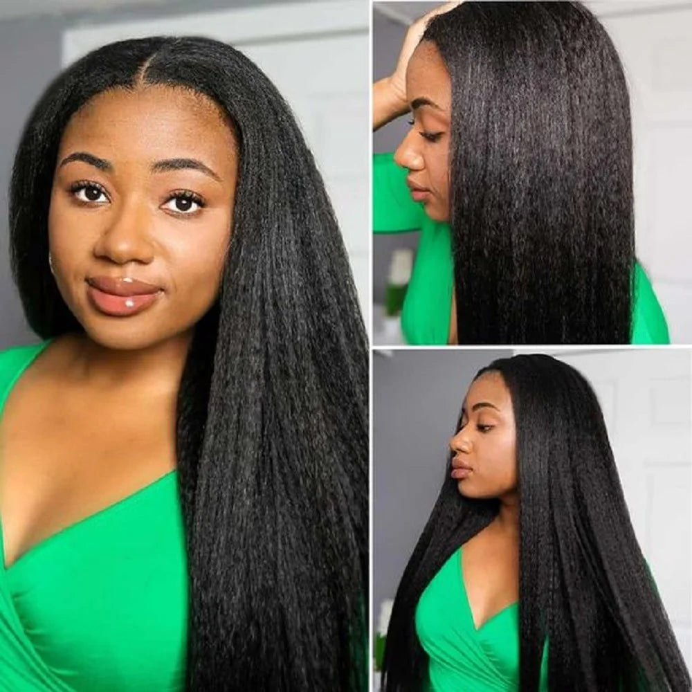 Nadula Hair 6X4.5 Pre Cut Lace Closure Wig Kinky Straight Glueless 7X5 Bye Bye Knots Wig Human Hair Wig With Bleached Knots