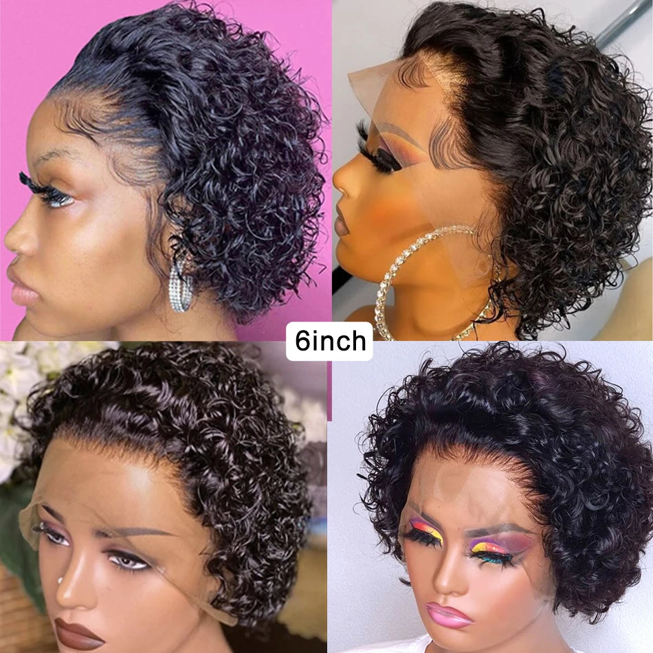 Unice Hair Short Pixie Cut Wig 13x1 Brazilian Hair Loose Curl Lace Wig 100% Human Hair Wigs for Women Bob Wig  Style