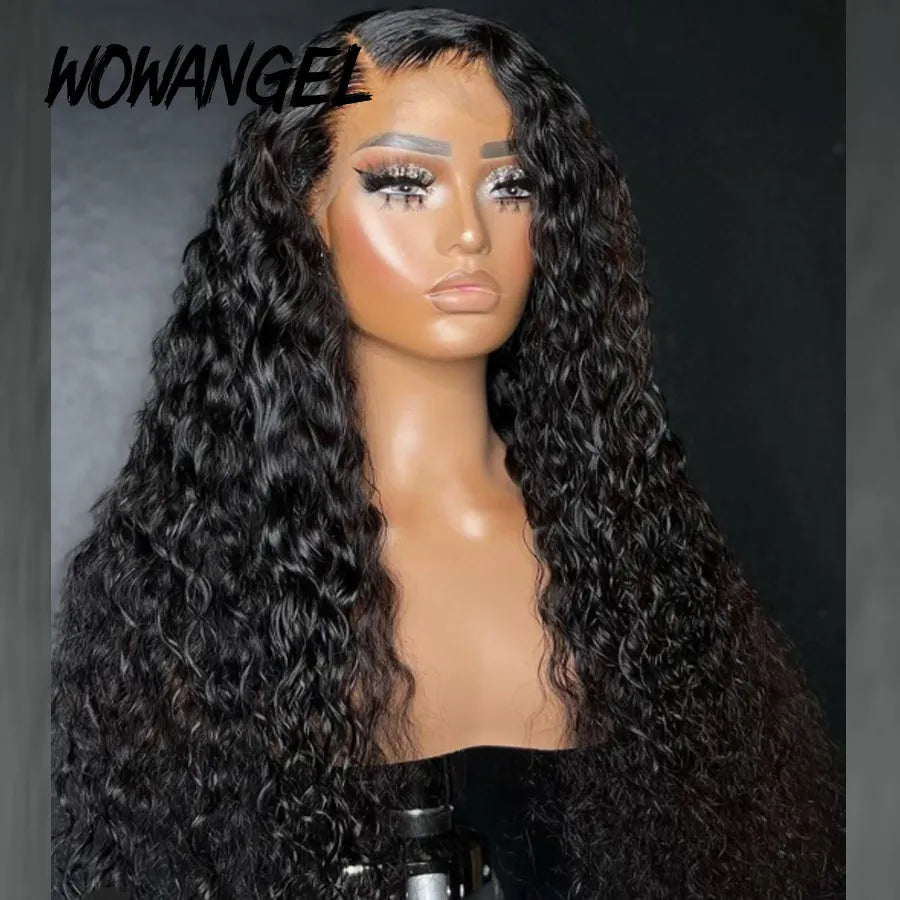 Wow Angel HD Lace Frontal Wigs 250% 13X6 Lace Front Wigs Water Wave HD Lace Closure Curly Wig Full Lace Human Hair Wig For Woman