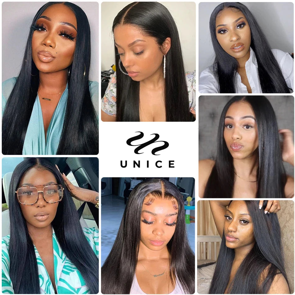 UNice Hair 4x4ﾠClosureﾠHuman Hair Wig Pre-Plucked Bone Straight LaceﾠClosureﾠWig 100% Human Hair Lace Wigs On Sale Clearance