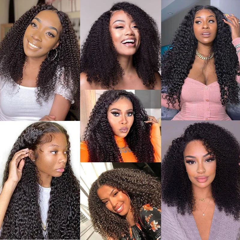 UNice Hair 13x4 Lace Front Wigs Kinky Curly Human Hair Wig Pre-Plucked Afro Kinky Curly Lace Frontal Wigs for Women