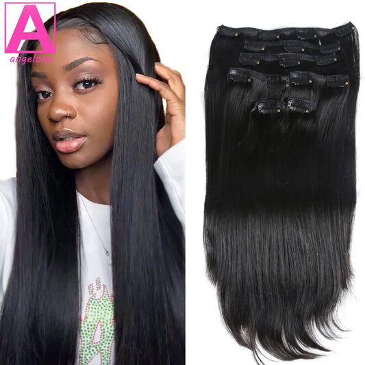 Straight Clip In Hair Extension Human Hair 120g/Set Straight Clip In Extension Full Head Brazilian Clip Hair Extension for Women