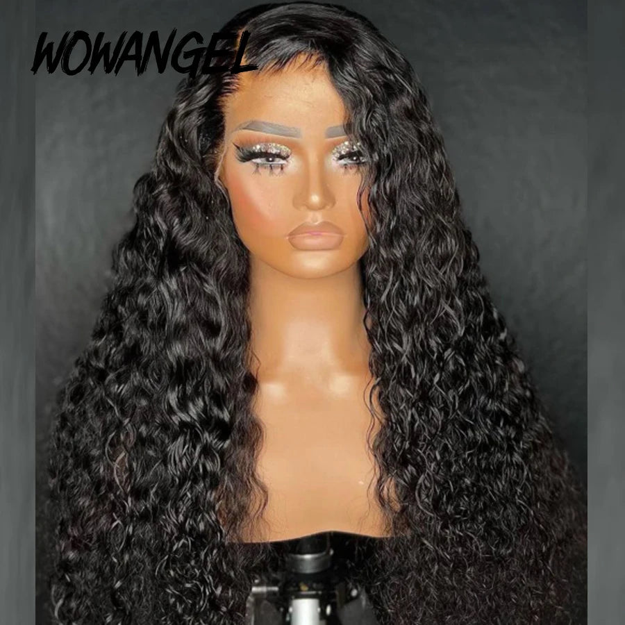 Wow Angel HD Lace Frontal Wigs 250% 13X6 Lace Front Wigs Water Wave HD Lace Closure Curly Wig Full Lace Human Hair Wig For Woman