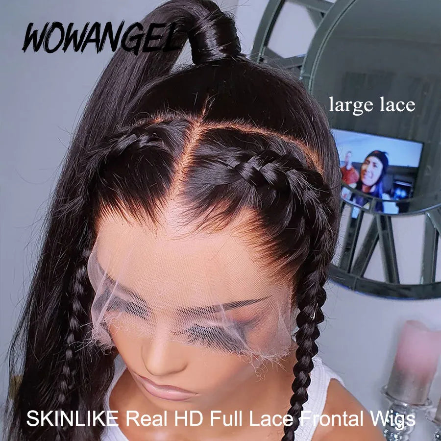 13x6 HD Full Lace Frontal Wigs 250% Invisible HD Lace Front Human Hair Wigs Melt Skins Pre Plucked Brazilian Hair Wigs Glueless