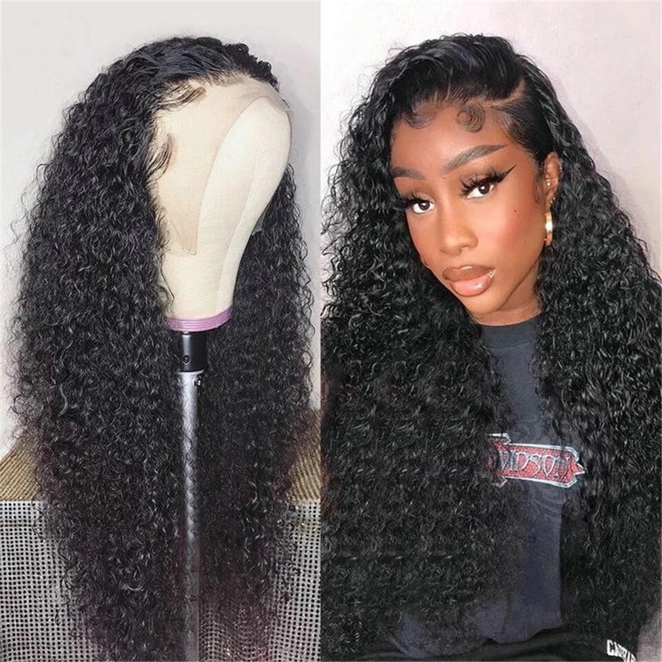 Blackmoon Curly Human Hair Wigs for Women 13x4 Transparent Lace Frontal Wig Pre Plucked Remy 4x4 Closure Wig Can Be Colored